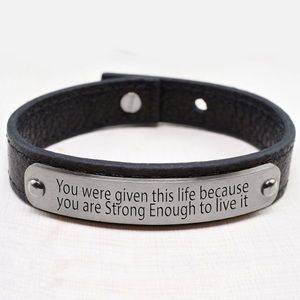 Leather & Stainless Steel ‘Strong Enough’ Bracelet